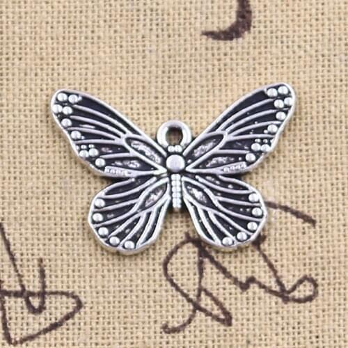 8pcs Charms Butterfly 20x30mm Antique Silver Color Pendants DIY Crafts Making Findings Handmade Tibetan Jewelry