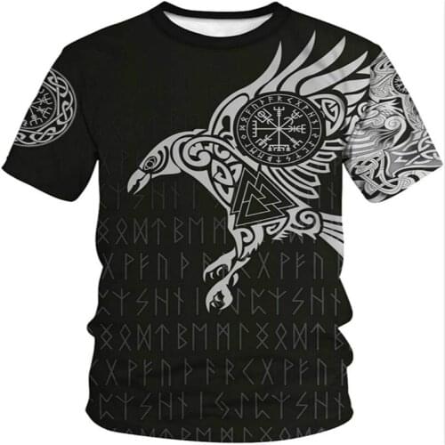 The popular mens Viking T-shirt in the summer of 2021. New 3D printing large size quick-drying casual mens and womens T-shirt