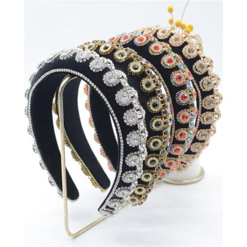 Exquisite Colorful Diamonds Baroque Headband Colorful Diamante Bling Hoop for Women Headdress Wedding Bridal Hair Accessories