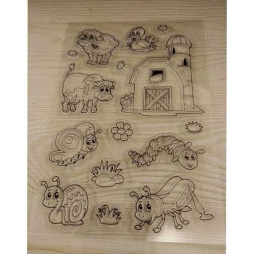 Transparent Clear Stamps Snails Bee Cattle for Scrapbooking DIY Silicone Seal Photo Album Decor Embossing Folder Template Sheets