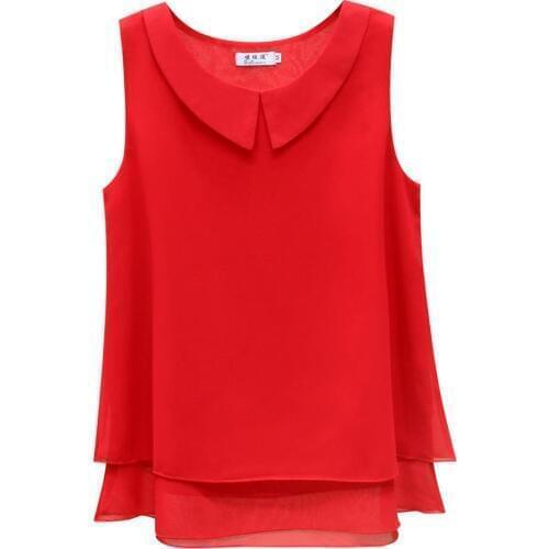 S-5XL New Womens Chiffon Tops Summer 2020 Casual All-match Solid O-neck Sleeveless Loose Top Tees T-shirt Female Plus Size