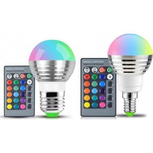 110V 220V 85-265V E27 E14 RGB LED bulb 16 Color Magic LED Night Light Lamp Dimmable Stage Light / 24key Remote Control holiday