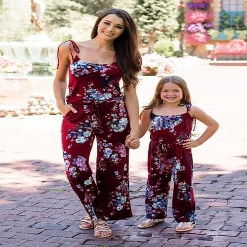 2020 TALLOLY new sling print jumpsuit parent-child outfit mom daughter fashion simple style