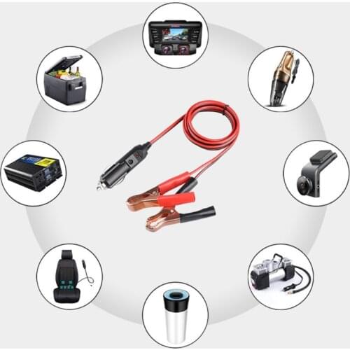 Alligator Clamp to Male Cigarette Lighter Extension Cable,Car Battery to Car Power Adapter Plug Socket Cord w/ 15A Fuse