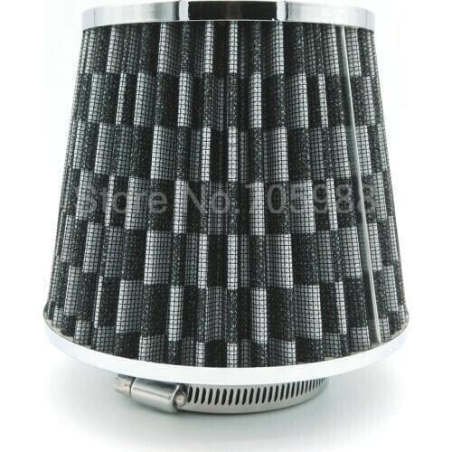 Universal 76mm 3" Car Carbon Fiber Cold Air Intake Mesh Tapered Cone Air Filter SUV Car