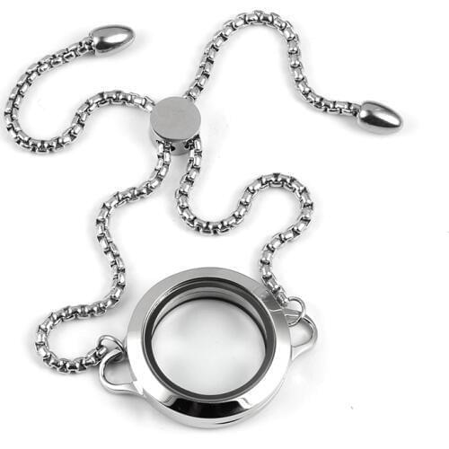 URSJEWELRY New Arrival 316L Stainless Steel 25mm Magnetic Floating Lockets Living Memory Locket Bracelet Chain Bracelets