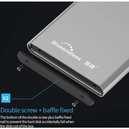 N7MA Blueendless External HDD Enclosure Aluminum SSD Box USB 3.0 Micro-B/Type C 2.5'' Case SATA Hard Drive Box for Laptop PC