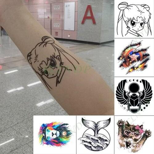 Waterproof Temporary Tattoo Sticker Lovely whale lion Shield Fake Tatto Flash Tatoo Hand Arm tattoos for Kid Girl Men Women