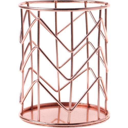 ZHUTING 1 Pcs Rose Gold Metal Pen Holder Box Case Organizer Home Desk Stationery Decor Office School Desk Accessories Supplies