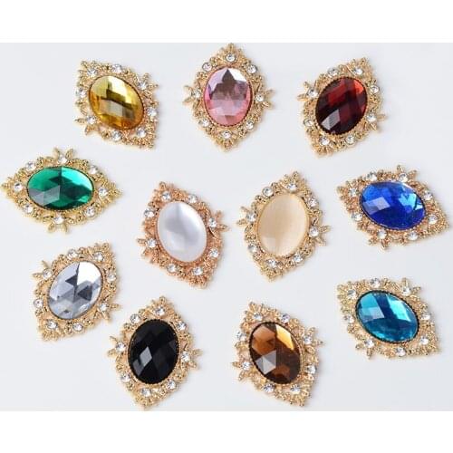 10 PCS 26x33mm KC Gold Plated Crystal Rhinestones Flowers Connector DIY Handmade Metal Alloy Jewelry Accessories