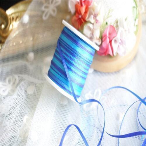 2mmX20m/roll variegated colors of 100% pure silk embroidery ribbon thin taffeta high quality silk ribbon Anya Ribbon Handcraft