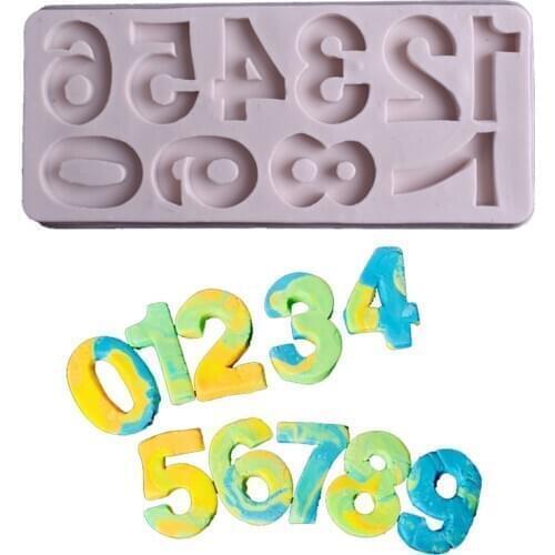 3D DIY Fondant Cake Moulds 0-9 Numbers Shape Baking Mold Silicone Chocolate Cupcake Pastry Molds Baking Supplies Decorating Tool