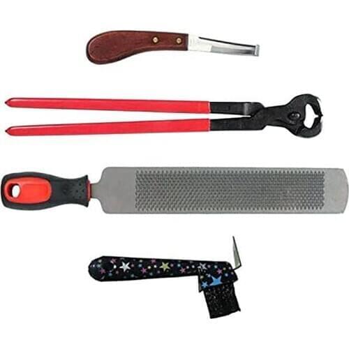 4pcs/set Horse Hoof Rasp Trimmers Tools Farrier Horseshoe Trimming File Hoof Cutter Knife Kit for Horses Equestrian Accessories