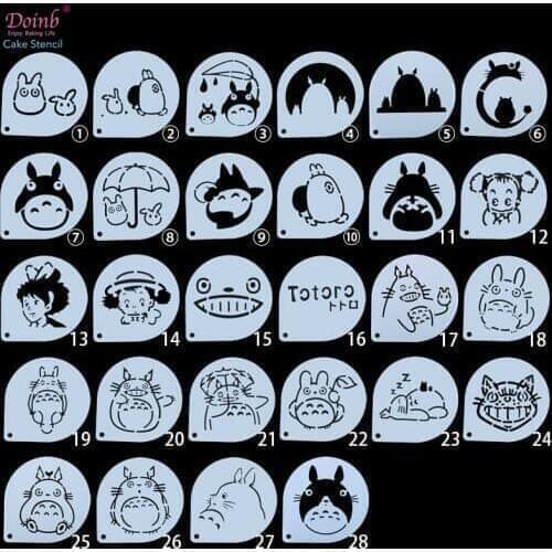 6Inch Cartoon Totoro Tiramisu Cake Stencil Mold Fondant Decoration Baking Moulds Wall Painting Album Embossing DIY Craft Tool