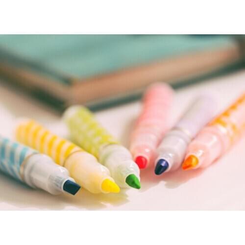 6Pcs Student Dots Striped Highlighters Marker Drawing Pens School Office Supply Highlighters Marker Drawing Pens School Office S