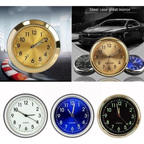 Car Clock Luminous Mini Automobiles Internal Stick-On Mechanics Quartz Accessories Auto Watch Gifts Car Digital Ornament Cl Z4S6