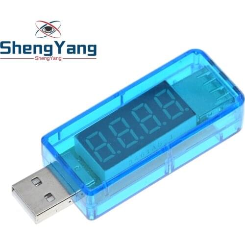 ShengYang Digital USB Mobile Power charging current voltage Tester Meter Mini USB charger doctor voltmeter ammeter Straight blue