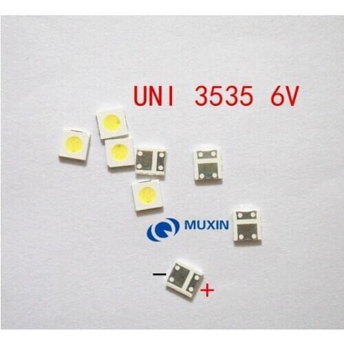 For UNI LED 100pcs/lot backlight LCD TV 3535 3537 LED SMD Lamp bead bead 1W 6V 3535 1.2W Cold white UNI