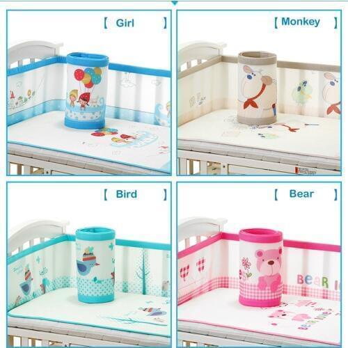 Breathable Mesh Bumper Crib Liner Baby Bedding Washable Pink, Brown,Blue