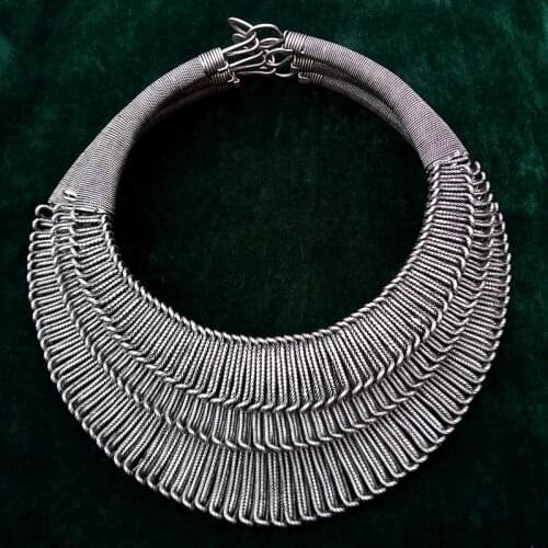 Hot sell new - free shipping Handmade Miao silver ornaments silver silk necklace
