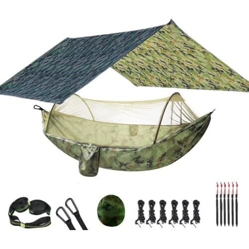 Camping Hammock,Portable Lightweight Parachute Nylon Hammock with Rain Fly Tarp for Backpacking,Camping,Travel,Beach,Garden