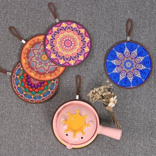 Ceramic cork insulation mat Home dining mat round kitchen pot mat creative cup pad table mat placemat