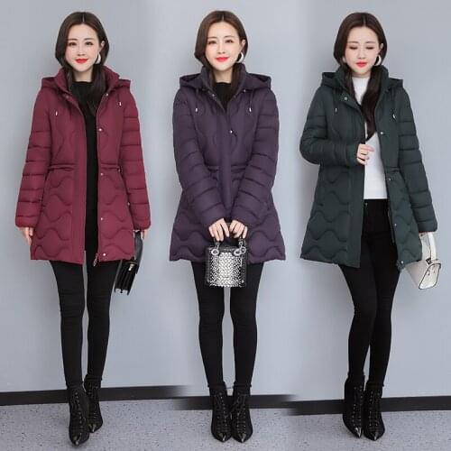 Nice Winter Womens Long Hooded Jacket Thick Casual Cotton Padded Coat for Female Plus Size Zipper Down Cotton Jacket Outwear