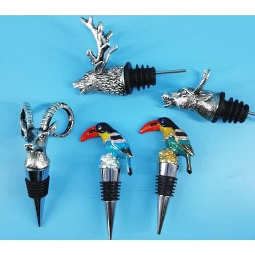 15 Style Swan Pterosaur Grape Antelope Head Zinc Alloy Grape Red Wine Stopper Save Plug Champagne Bottle Cap Toucan Wine Cover
