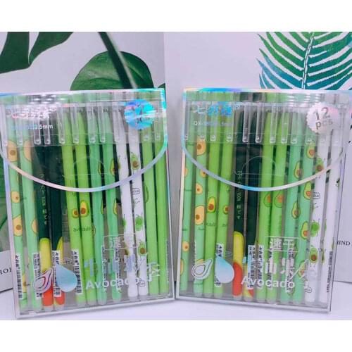 Washable Gel Pen Kids Stationery 12Pcs/Set Fruit Pattern School Supplies Childrens Gift Plastic Cute Neutral Pens