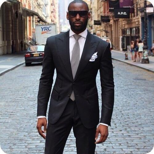 Custom Made Black Men Suits for Business Slim Fit Groom Tuxedos 2Pieces Jacket+Pants Male Blazers Costume Homme Terno Masculino