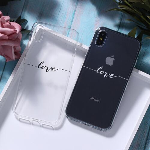 For iPhone 11 Pro Max 7 7Plus 6 6S 8 8Plus X XS Max Soft Clear Phone Case Cover Lover Quote Love Smile Heart Simple Letter