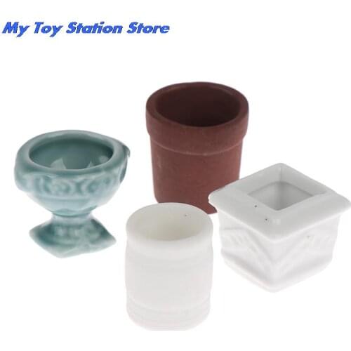 New 1:12 Dollhouse Miniature Ceramics Flower Pot Plant Bonsai Doll Home Garden Decor