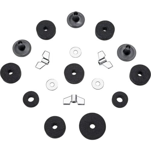 New 18 Pcs Drum Felt Set Cymbal Replacement Accessories Cymbal Sleeves Wing Nuts Washers Wool Felt Pads