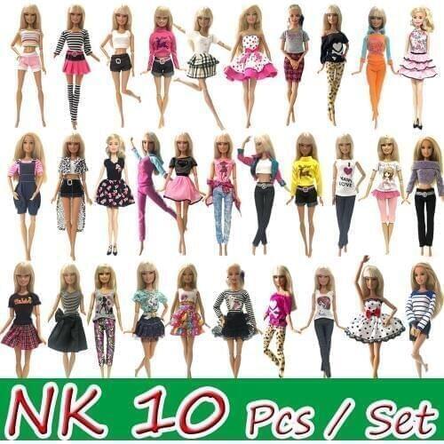 NK 10 Pcs Princess Doll Dress Noble Party Gown For Barbie Doll Accessories Fashion Design Outfit Best Gift For Girl' DIY Doll JJ