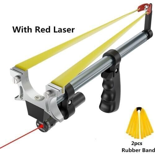 Slingshot Infrared Laser Slingshot Outdoor Sports Alloy Rubber Band Slingshot Portable Telescopic Rod Long-Range Shooting