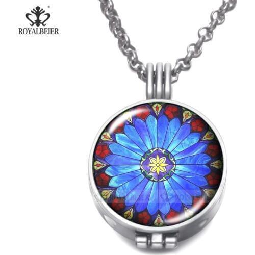 ROYALBEIER 1pc Vintage Aromatherapy Perfume Essential Oils Diffuser Necklace Locket Pendant Necklace Jewelry For Women Wholesale
