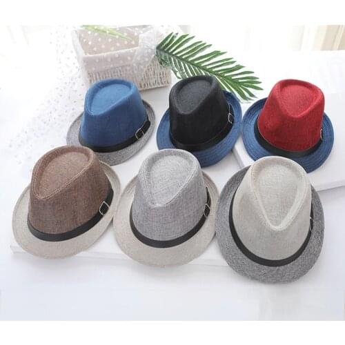 Summer Fashion Splicing Double Color And ​jazz Top Hat Womens Vintage Fedoras Belt Buckle Hat Sun-shading Hat Beach Cap