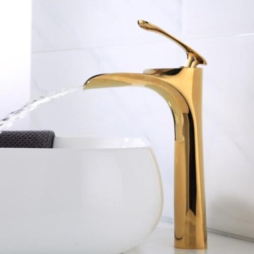Bathroom Basin Faucet Solid Brass Sink Mixer Tap Hot & Cold Single Handle Deck Mount Lavatory Crane Water Tap White Gold/Brushed