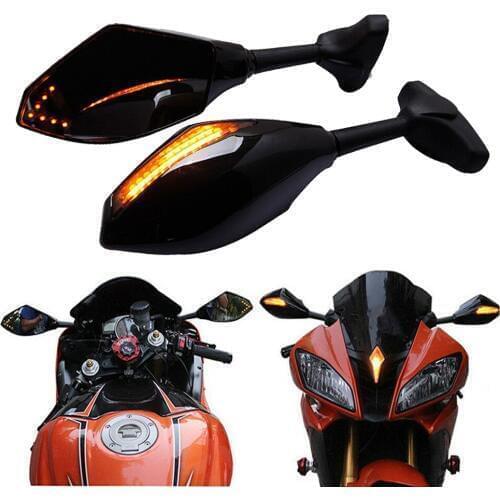 MOTORCYCLE LED TURN SIGNAL LIGHTS REARVIEW SIDE MIRRORS FOR Suzuki SV1000S 650S for Kawasaki ZX6R Ninja 500 EX650R