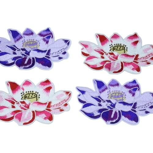 Lotus Flower Vintage Floral Embroidered Patch Iron on Patches for Clothing Embroidery Fashion Applique Free Shipping
