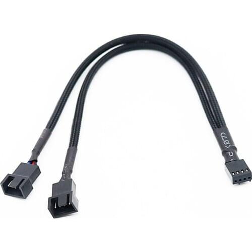 1 to 2 Way Braided Cable Y Splitter 3/4 Pin PWM Male Connector Fan Computer PC Fan Extension Adapter Cable