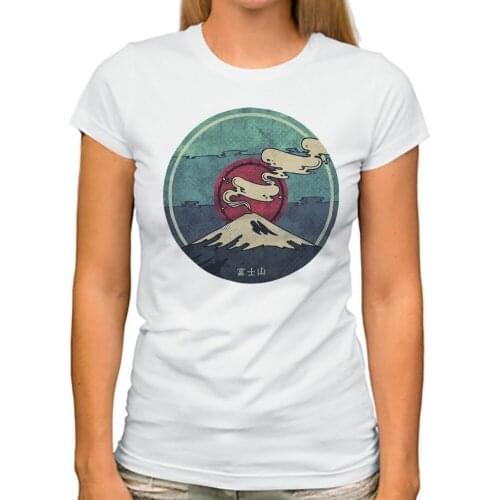 Japan Mount Fuji disc funny tshirt women jollypeach brand new white casual short sleeve femme kawaii t shirt