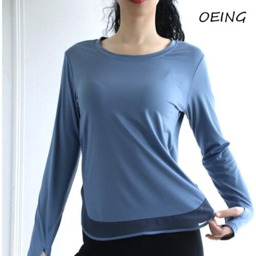 Women Yoga Long Sleeve Top Loose Fitness Quick Dry Workout Sport Wear Tops Running