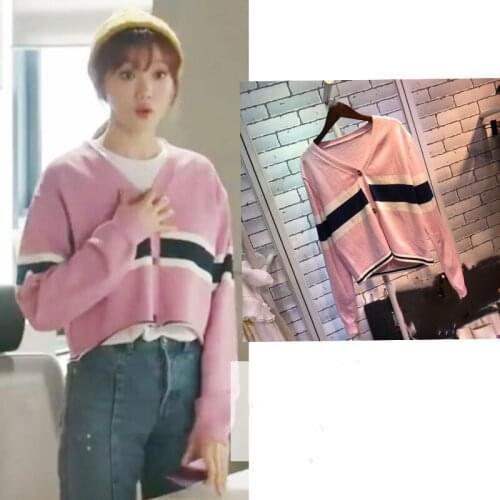 Kpop Korea Celebrity Womens Cardigan Knitted Sweaters Long Sleeve Casual Female Streetwear Fashion Button Short Loose Outerwear