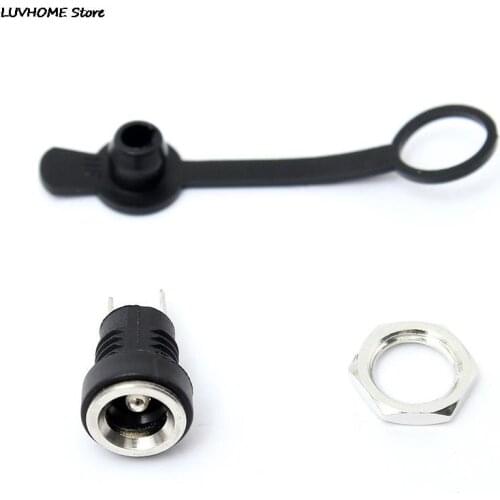 ZLinKJ 1 PCS 3A 5.5 x2.1mm Black Waterproof DC Power Socket Jack Power Charger Plug Panel Mount Female Mount Connector