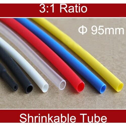 1M 3:1 95mm Dual Double Wall Black Insulation Waterproof Thermosol Adhesive Lined Cable Sleeve Heat Shrinking Shrinlable Tube