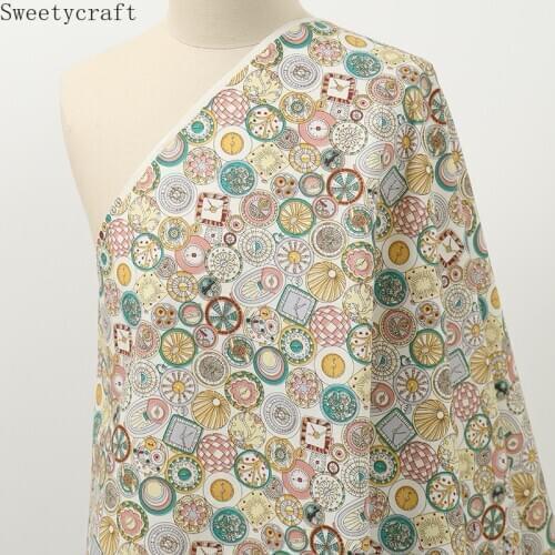 110*45cm Vintage clock Print Cotton Fabric For Making Clothes Sewing Handmade Dress Pillow Patchwork Cloth DIY Fabrics Textiles