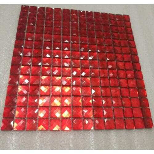 20mm diamond cut design red 13 beveled mirror glass mosaic tile warmly decor of girls room KTV shop display cabinet wall border