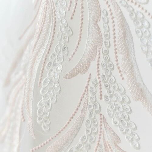 32*102CM 3D Beaded Embroidery Sequin Lace Applique Flower Lace Wedding Dress Handmade Diy Accessories Material RS2478