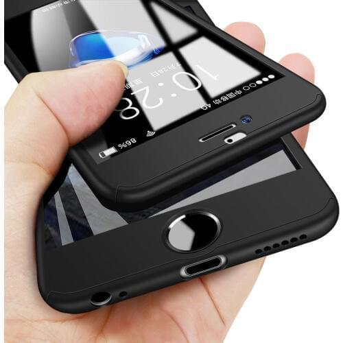 360 Full Cover Phone Case For iPhone 7 6 6s 8 Plus 5 5s SE PC Protective Cover For iPhone 11 Pro Max X XS Max XR Case With Glass